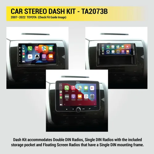 Miniatura 4 de Scosche TA2073B Kit de instalación de tablero de radio de bolsillo doble DIN o DIN individual con almacenamiento de radio compatible con Toyota