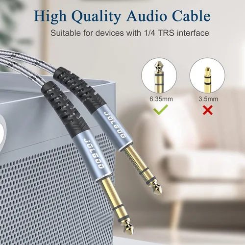 Miniatura 4 de JOLGOO Cable TRS de instrumento de 1/4 de pulgada de 3.3 pies, paquete de 2, cable de audio de un cuarto de pulgada, línea de interconexión