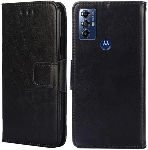 Funda tipo cartera compatible con Motorola Moto G Play (2023), de piel sintética, a prueba de golpes, para Motorola Moto G Play (2023), de 6.5 Negro
