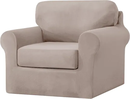 Miniatura 78 de UNBBRRL Fundas de sofá de 3 piezas para sofá, funda de terciopelo elástico para sillón con 1 funda de cojín de asiento y 1 funda de respaldo