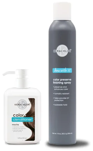 Miniatura 9 de KERACOLOR Kit de 3 en 1 (Limpieza + Acondicionador + Color) Tinte semipermanente azul para el cabello y acabado en aerosol para el cabello, 10 onzas