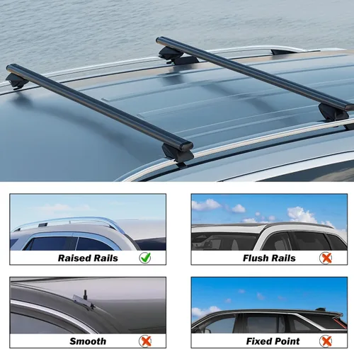 Miniatura 3 de COWVIE Barras cruzadas de techo de aluminio de 47 pulgadas para carriles laterales elevados, barras de carga ajustables, capacidad de carga de 165