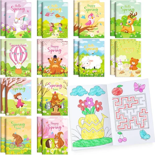 Miniatura 29 de BenLouis 24 piezas de libros para colorear mini de animales de granja, recuerdos de fiesta para niños, pequeños libros de actividades a granel