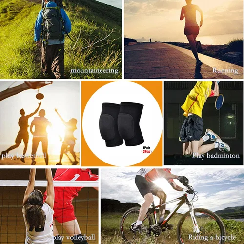 Miniatura 5 de Esponja antideslizante, rodilleras suaves y transpirables para hombres, mujeres, niñas y niños en negro, adecuadas para deportes como voleibol
