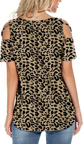Miniatura 4 de NILOUFO - Blusas de verano para mujer manga corta tiras y hombros descubiertos