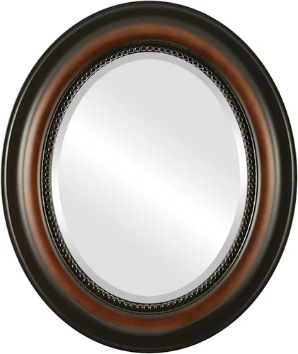 Miniatura 20 de OVALCREST Espejo de pared ovalado biselado para decoración del hogar, estilo patrimonial, espray plateado, dimensiones exteriores de 25 x 29 pulgadas