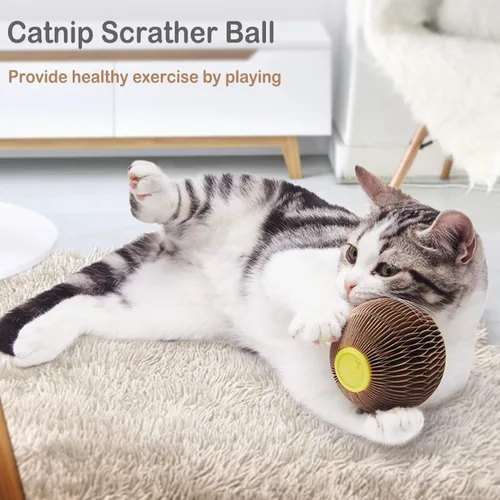 Miniatura 9 de AREIIA Bola de Hierba Gatera para Gatos Bola Rellenable con Rascador Fiebre Felina Juguetes para Reducir la Obesidad y la Soledad CSB01BR