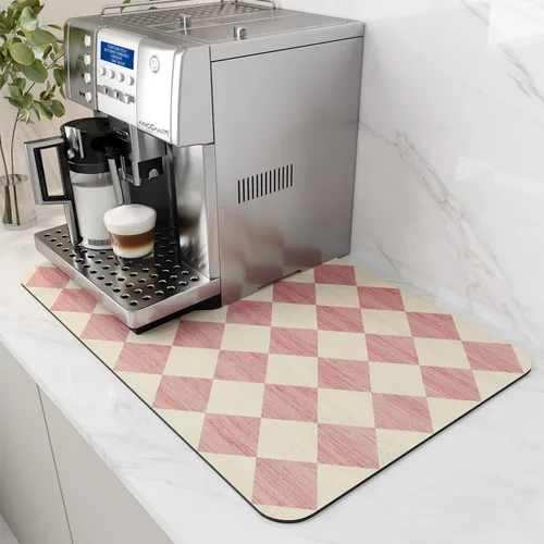 Miniatura 32 de AMOAMI Tapete de café absorbente con parte trasera de goma para secar platos para encimera de cocina, accesorios de bar para debajo de la cafetera