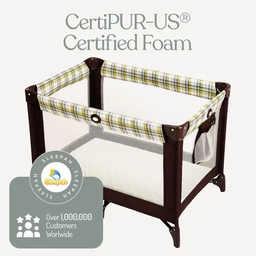 Miniatura 8 de Sleepah Pack and Play - Colchón impermeable de espuma viscoelástica de doble cara con sábana de algodón de 38 x 26 x 3 pulgadas