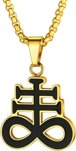 Miniatura 19 de PROSTEEL Satanic Jewelry Upside Down Cross Necklace for Men Women, 316L Stainless Steel/925 Sterling Silver Inverted Cross/Leviathan Cross Pendant