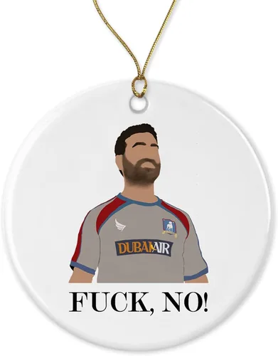 MT Gifts Adorno navideño de Roy Kent – Regalo divertido para todos los amantes de Ted Lasso en estas fiestas impresas en ambos lados, color blanco