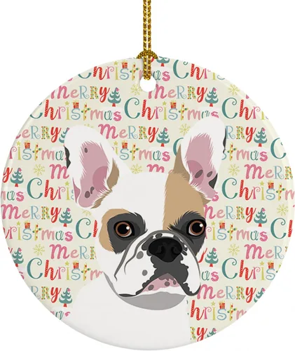 Miniatura 77 de Caroline's Treasures Bulldog Francés Azul de Navidad Adorno de Cerámica Decoraciones Colgantes para Árbol de Navidad para Hogar Navidad, Festividad