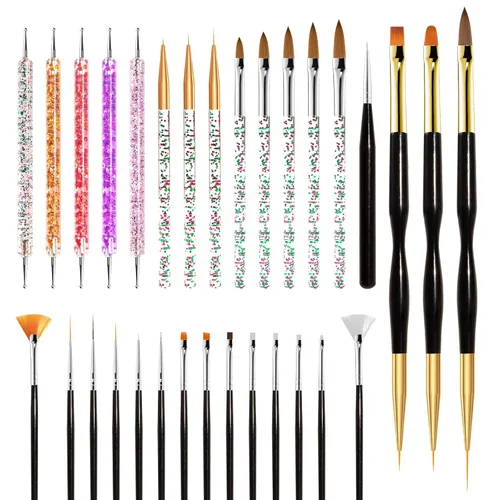 Miniatura 10 de MelodySusie Juego de pinceles para arte de uñas, 6 piezas de herramientas de pintura con pincel de gel de extensión, cepillo de pulido, cepillo
