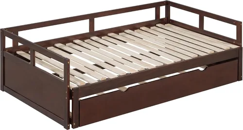 Miniatura 8 de Flieks Sofá cama espresso con cama nido, diseño individual a King, cama extensible de 78.2 pulgadas de largo x 79 pulgadas de ancho, no necesita