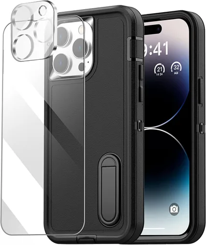 Miniatura 10 de AICase Funda para iPhone 14 Pro Max con protector de pantalla de vidrio + lente de cámara, resistente protección contra caídas, cuerpo completo