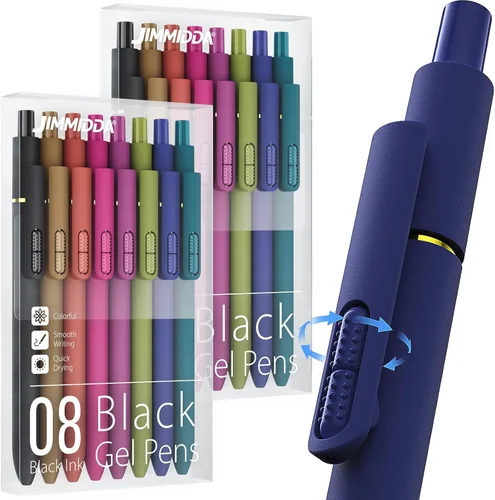 Miniatura 17 de 16 bolígrafos de gel negros - 0.7mm de punta media, bolígrafos de tinta negra Escritura suave - Bolígrafo retráctil de secado rápido para hombres