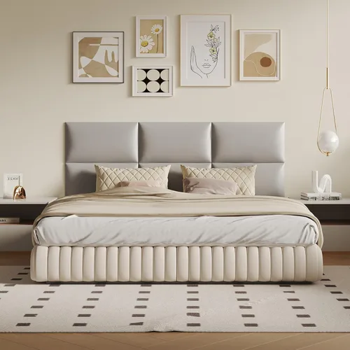Miniatura 28 de Cabecero de palo color beige - Juego de 6 paneles montados en la pared para camas tamaño Queen, 61 x 30 cm, cabecero decorativo de fácil instalación