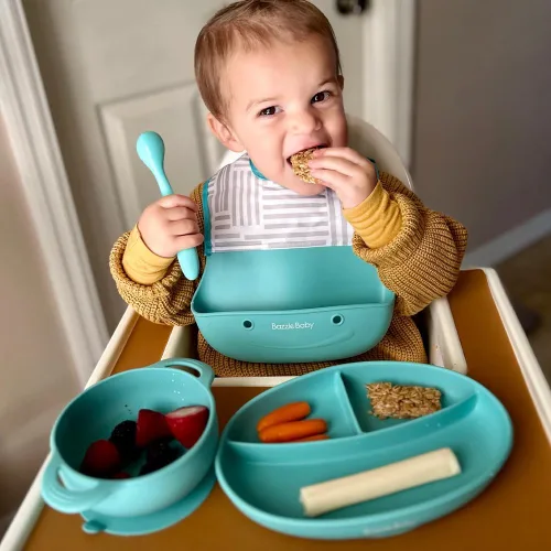 Miniatura 6 de Bazzle Baby Foodie Feeding Set for babies - roll up bib suction plate, bowll