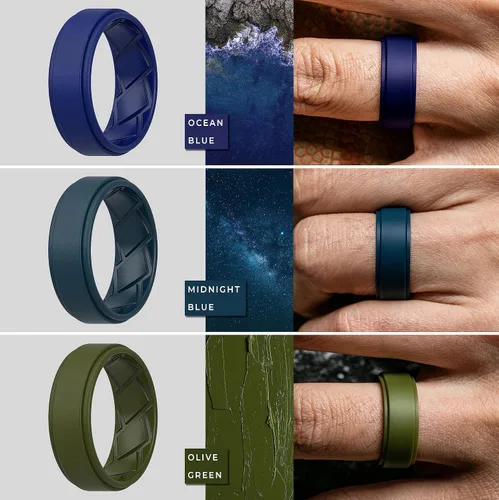 Miniatura 5 de Saco Band Silicone Ring Wedding Band for Men - 8mm Width 2.3mm Thick