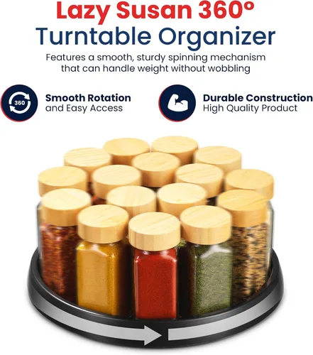 Miniatura 2 de Oizeir Lazy Susan de 10 pulgadas (juego de 4) – Plataforma giratoria antideslizante para gabinete para maximizar el almacenamiento y simplificar