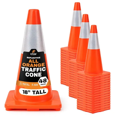 Miniatura 18 de Xpose Safety Conos de tráfico naranjas de 12 pulgadas con collar de 4 pulgadas, paquete de 4 conos de seguridad de plástico PVC multiusos