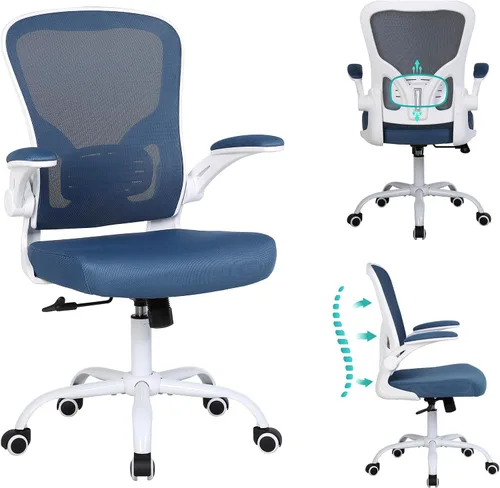 Miniatura 13 de Flysky Silla de oficina de malla, sillas ergonómicas de escritorio para computadora para oficina en casa, con reposabrazos abatibles