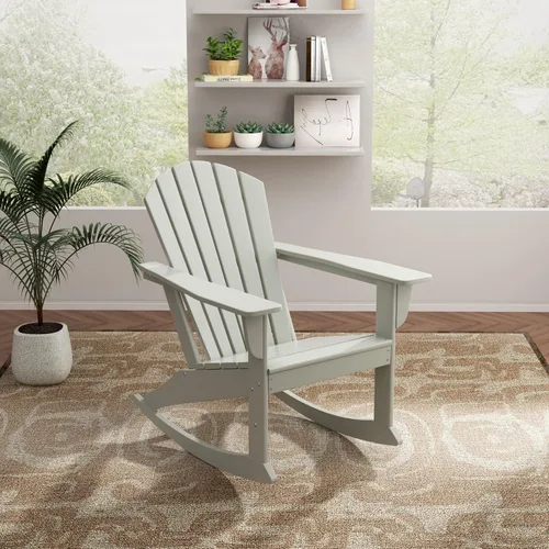 Miniatura 55 de WO Home Furniture Silla Mecedora de Patio al Aire Libre Tradicional HDPE Resistente a los Rayos UV (Negro)