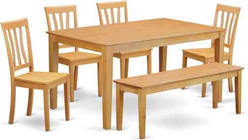 Miniatura 14 de East West Furniture CAAN5-OAK-W - Juego de mesa de comedor moderno de 5 piezas, incluye una mesa rectangular de madera y 4 sillas de comedor, 36 x