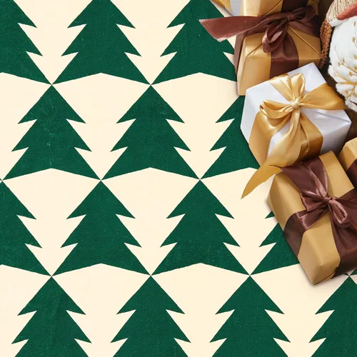 Miniatura 7 de COLLACT Alfombra de pasillo de Navidad de 2 x 10 pies, color verde sobre crema, alfombra de camino de árbol de Navidad, alfombra lavable, alfombra