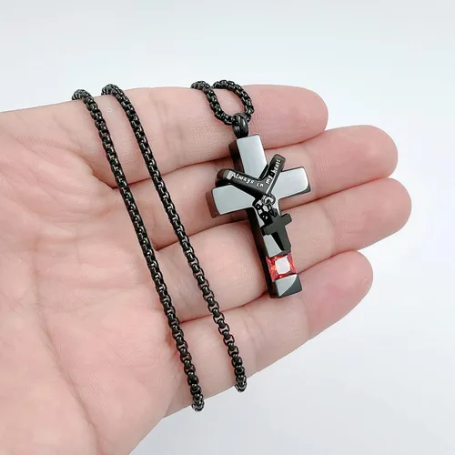 Miniatura 3 de YOUFENG Collares de urna de piedras de nacimiento para cenizas, cruz cremación, urna para cenizas humanas, recuerdo conmemorativo, medallón