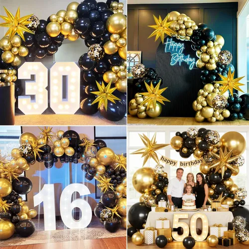 Miniatura 3 de KARLURE Kit de arco de globos negros y dorados, globos de confeti negro y dorado para decoraciones de graduación 2026, graduación, graduación