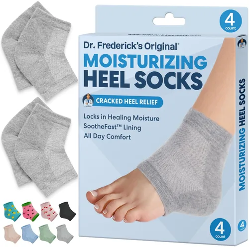 Miniatura 9 de Dr. Frederick's Original- Calcetines hidratantes para el tratamiento del talón agrietado/pies secos para mujeres y hombres, 2 pares, aloe verde Aloe