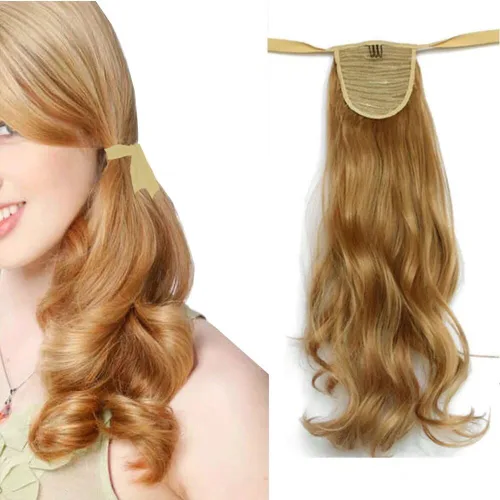 Miniatura 10 de Extensión de cabello sintético rizado con clip, cola de caballo larga, con clip, para niñas, mujeres y mujeres