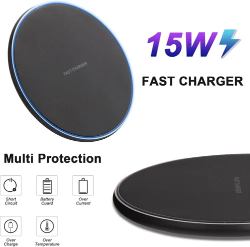 Miniatura 3 de Cargador inalámbrico rápido, paquete de 2 unidades, almohadilla de carga inalámbrica de 15 W compatible con iPhone 16/15/14/13/12 Pro Max SE XR