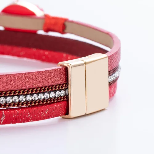 Miniatura 251 de FANCY SHINY - Pulsera de cuero estilo bohemio, pulsera de cuentas de cristal con cierre magnético, regalos de joyería para mujer