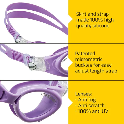 Miniatura 3 de Cressi Gafas de natación de silicona para niños de 3, 4, 5, 6, 7 CRAB fabricado en Italia por calidad desde 1946 Lima/Blanco