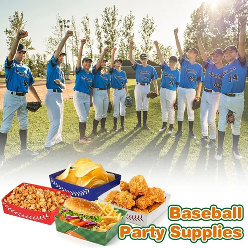 Miniatura 7 de Teling 36 piezas de suministros para fiestas temáticas de béisbol, bandejas grandes de platos de béisbol de 5 libras, bandejas de comida, barco, 4