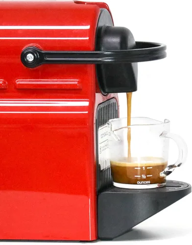 Miniatura 3 de QWORK Vaso de chupito de café expreso con asa, paquete de 4 vasos medidores de vidrio de doble boquilla de 3 onzas, taza de leche triple con dos
