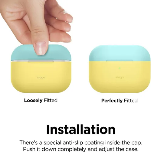 Miniatura 6 de elago Duo - Funda compatible con AirPods Pro, 2 tapas + 1 cuerpo, soporta carga inalámbrica, [azul coral, azul brillante + amarillo]
