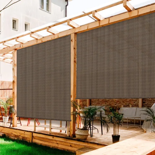 Persianas enrollables para exteriores, para porche, terraza, pérgola, balcón, glorieta, privacidad, para exteriores, 7 pies de ancho x 6 pies de