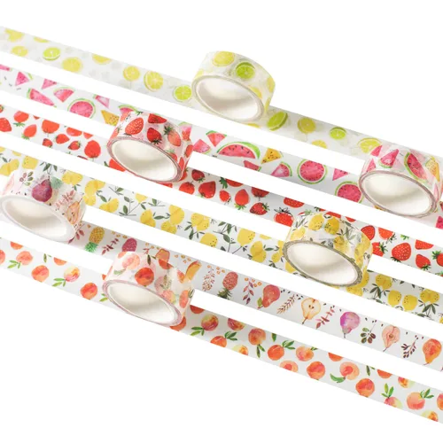 Miniatura 4 de YUBBAEX Juego de 6 rollos de cinta adhesiva washi para plantas, frutas y flores, cinta adhesiva decorativa para artes, manualidades, suministros