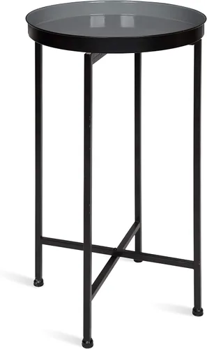 Miniatura 10 de Kate and Laurel Celia - Mesa decorativa redonda de metal plegable con bandeja superior, negro
