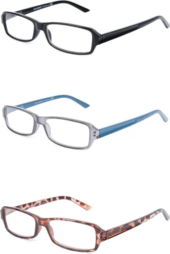 Miniatura 8 de Paquete de 3 lentes de lectura unisex con marco de plástico rectangular para hombres y mujeres