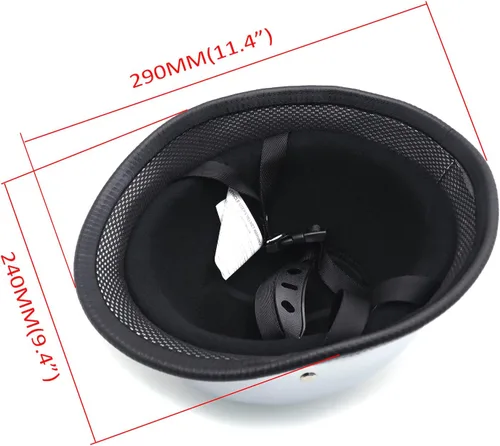 Miniatura 2 de (Talla L) Casco plateado DOT motocicleta alemán de media cara Biker Street Chopper Cruise [P/N: MT506-003-L-CD] Talla grande