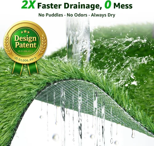 Miniatura 5 de Almohadilla de césped artificial para perros Orinal: 33.2 x 20.8 pulgadas de hierba falsa para perros cachorros entrenamiento para orinar y hacer