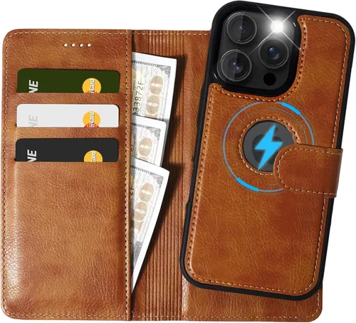 Miniatura 15 de Funda de piel sintética 2 en 1 para iPhone 13 PRO MAX, funda de piel sintética desmontable con soporte para tarjetas, funda extraíble con bloqueo