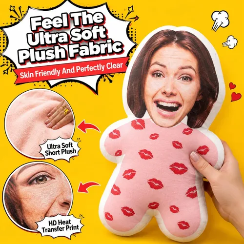 Miniatura 2 de Almohada de Cara Personalizada, Almohadas de Peluche con Foto Personalizada, Peluche de Perro Relleno con Forma de Cabeza y Cuerpo de Impresión 3D
