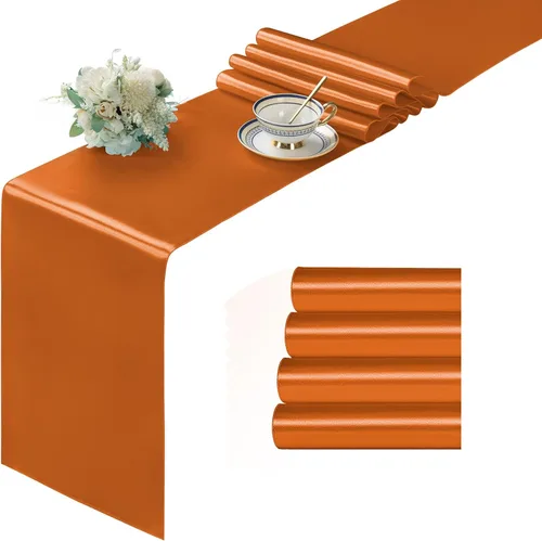 Miniatura 14 de Manyshofu 24 Piezas Caminos de Mesa de Satén Plateado – Tamaño Largo de 12 x 108 Pulgadas, Decoración de Camino de Mesa para Fiestas Brillante