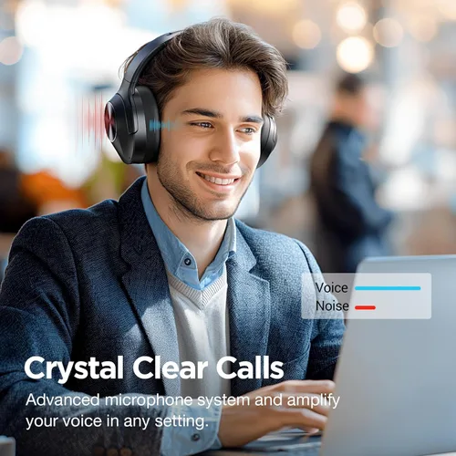 Miniatura 5 de Auriculares híbridos con cancelación activa de ruido de nivel profesional mejorados con sonido HD, auriculares inalámbricos Bluetooth sobre