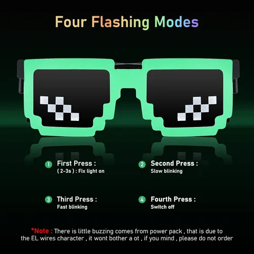 Miniatura 4 de YouRfocus Gafas de sol inalámbricas con luz LED, para fiestas que brillan en la oscuridad, gafas de neón para fiestas rave, EDM, Halloween (rosa)